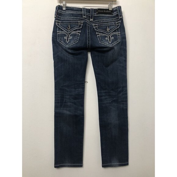 Rock Revival Noelle Skinny Womens 28x29 Blue Denim Jeans Distressed Stretch - Picture 3 of 9